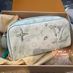 二手 LV  DOPP KIT 水洗袋 M82337 23新款 水波紋老花 單肩包 斜跨包 化妝包