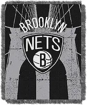 Northwest NBA Brooklyn Nets Unisex-Adult Woven Jacquard Throw Blanket, 48" x 60", Double Play