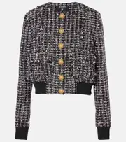 [Balmain] Balmain Tweed bomber jacket UK 18 black