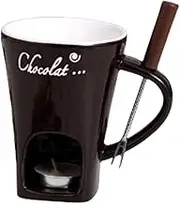 Chocolate Melting Cup with Fork Chocolate Fondue Mug Sweet Fondue Cup Heating Goods Ceramic Mug, for Date Night and More