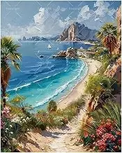 TAOPAOLAB Seaside Trail Paint by Numbers Kit for Adults - DIY Tropical Coast with Sailboats Painting on Canvas 16x20 Inches, Acrylic Paint Set, Suitable for Beginners,Art for Home Decoration/Gifts