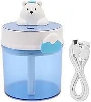 USB Humidifier Portable Mini Ultrasonic Desktop Humidifier Cute Bear Shape Large Capacity Air Humidification for Home Bedroom Blue 510ML