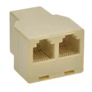 RJ12 6P6C Telephone/Phone Line 1 Female to 2 Female Reverse Adapter Ivory