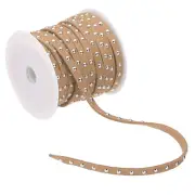 16.4ft Studded Faux Suede Cord Rope for Jewelry Making, Light Brown Silver