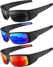 [QALLY] Sports Sunglasses-Men Polarized Mens-Sunglasses: Wrap Around Sun Glasses for Cycling Fishing with UV400 Protection