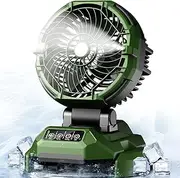 Veubew 2400 mAh Camping Misting Fan, 4-speed Adjustable Wind Speed, 90° Swingable Head Outdoor Fan