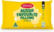 Tontine Aussie Favourite Pillow 2 Pack - Medium Height & Support, Soft Microfibre Cover, Machine Washable, Australian Made