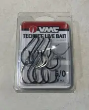 VMC 7115 Techset Live Bait Hooks 5/0 Black Nickel NEW Technical Locking Curve