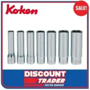 Koken 2274A-12P 1/4” Dr 7 Piece 12 Point SAE Imperial Deep Socket Set Made in Ja