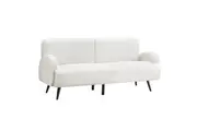 Oikiture 3 Seater Boucle Sofa Fleece Couch White