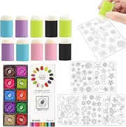 Finger Sponge Daubers | Daubers Kit Finger Sponge Painting Set with Stencils,Washable Painting Kit Craft 20 Colors Inkpad Drawing Tool for Toddler