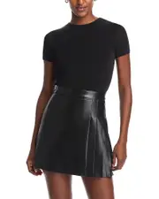 Alice and Olivia Chara Faux Leather Short Sleeve Dress 14
