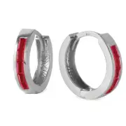 14K. SOLID GOLD HOOP HUGGIE EARRING WITH NATURAL RUBIES