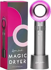 Lyon lash Portable USB Rechargeable Bladeless Mini Fan/Air Conditioning Blower/Handheld Cooling Dryer, Essential Eyelash Extension Supplies, Dries Glue/Adhesive Rapidly (Nickel/Fuchsia Pink)