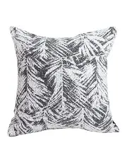 [Soga International] Modern Palm Leaf Print Contemporary Throw Pillow 50cm in Charcoal Grey