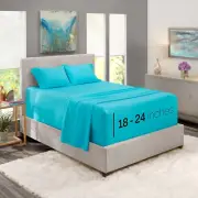Bed Sheet Set, King - Deep Pocket, 4 Piece, Bright Blue, Microfiber