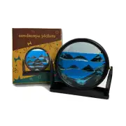 3D Sandscape Art Moving Sand Frame Flowing Sand Picture Blue 9x9.5" NEW/Open box