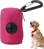 Dog Bag Holder - Mesh Fabric Attachment Waste Bag Dispenser with Zipper,Large Capacity Dog Bag Dispenser, Portable Poop Bags Holder for Doggie, Walking, Outdoor