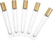 LOLIPPYY 5pcs Refillable Glass Roller Bottles Leakproof Perfume Subpackaging Containers with Caps for Essential Oils Travel Friendly Design for Convenient Use