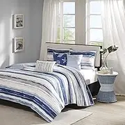 Madison Park MP13-2426 Marina 6 Piece Quilted Coverlet Set, King/California King, Blue