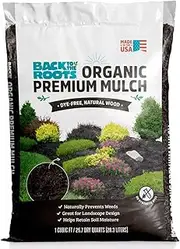 Back to the Roots 20lbs Organic Premium Mulch Natural Hardwood Brown: Weed Control, Moisture Retention