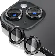 Giftorld Camera Lens Protector for iPhone 15/15 Plus,Aviation Aluminum 3D Ring,9H Tempered Glass,360 Degree Protection,HD Clarity,4 Layers Unique Design,Full Coverage (Black)