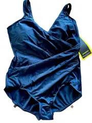 NWT Miraclesuit US 20W BLACK Oceanus 4088W Plus Size Swimsuit BRAND NEW! $184