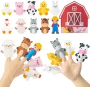 Farm Animal Finger Puppets - 11Pcs Farm Felt Finger Puppet with Barn Bag Set Mak