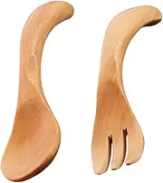 MERRYHAPY Large Quantity Wooden Boys and Girls Fork Spoon Simple Style Design Enjoy Easy Happy Meal Times Boys and Girls
