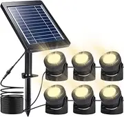 6 RGB LED Solar Pond Lights, IP68 Impermeable, Colorful, Adjustable for Pond, Pool, Garden (Warm White)