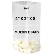 1Mil 4" X 2" X 8" | Clear Gusseted Bags, Heat Sealable | Multiple Bags