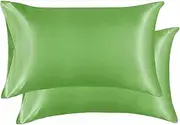Luxury Silky Satin Pillowcase for Hair and Skin, 2-Pack - Queen Size Pillow Cases - Satin Pillow Covers with Envelope Closure (Queen, Sage)