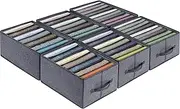 6 Pack Large Clothes Organizer, Wardrobe Closet Organizer and Storage with Handles, Foldable Fabric Drawer Organizers Dividers for Clothing, Pants, Jeans, Sweater, T-shirts, Grey