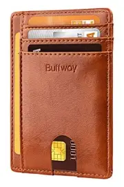 Slim Minimalist Front Pocket RFID Blocking Leather Wallets for Alaska Brown