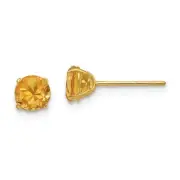 14k 14kt Yellow Gold Madi K Round Citrine 5mm Post Earrings