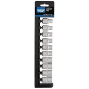 Draper Metric Socket Set 1/2"D 10 Piece 6 Point Standard Length 50236