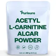 Purisure Acetyl L-Carnitine Powder 250g ALCAR Amino Acid Supplement 500 Servings