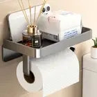 Wall Mounted Square Tissue Roll Rack Phone Storage Shelf Bathroom