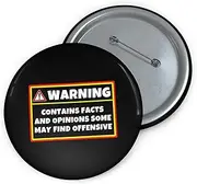 [Teegarb Letter Blanket] Hilarious Pinback Button Pin Badge Saying Warning Contains Facts Offensive Husband Mom Father Sarcasm Sarcastic