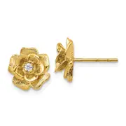 Solid 14k Yellow Gold AAA Simulated CZ earring
