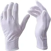 White Gloves, Zealor 12 Pairs Soft Cotton Gloves, Coin Jewelry Silver Inspection Gloves, Stretchable Lining Glove (X-Large)