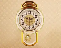 在飛比找樂天市場購物網優惠-掛鐘歐式復古搖擺掛鐘客廳簡約時尚掛錶臥室靜音石英鐘現代鐘錶