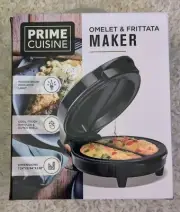 Prime Cuisine: Omelet & Frittata Maker- Non-Stick, 2 Section, Black & Gray -750W
