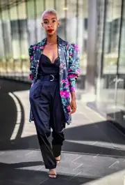 Signed Blake The Drop Beautiful Statement Ruched Long Sleeve Blazer/Dress, S