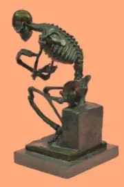 Hand Crafted Hot Cast Skeleton Halloween Bronze Sculpture By Milo Figurine GIFT