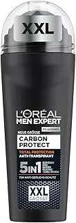 L'Oréal Men Expert XXL 5-in-1 roll-on deodorant for men, roll-on deodorant against strong sweat odour, sweating, underarm wetness and white residue, men's 48H deodorant without alcohol, carbon
