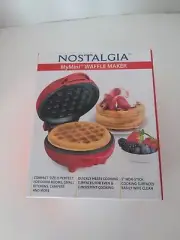 NEW! Nostalgia My Mini Personal Electric Waffle Maker 5" - Red New Sealed