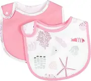 CATIEBYE Infant Bibs 2 Pack Soft Cotton Drool Bibs Adorable Prints for Boys Girls Eating Apron Baby Essentials