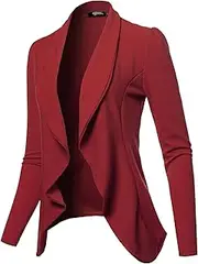 [SSOULM] Women's Long Sleeve Classic Draped Open Front Lightweight Blazer with Plus Size
