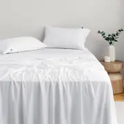 Natural Home 400TC Bamboo Sateen Sheet Set White - Double Bed